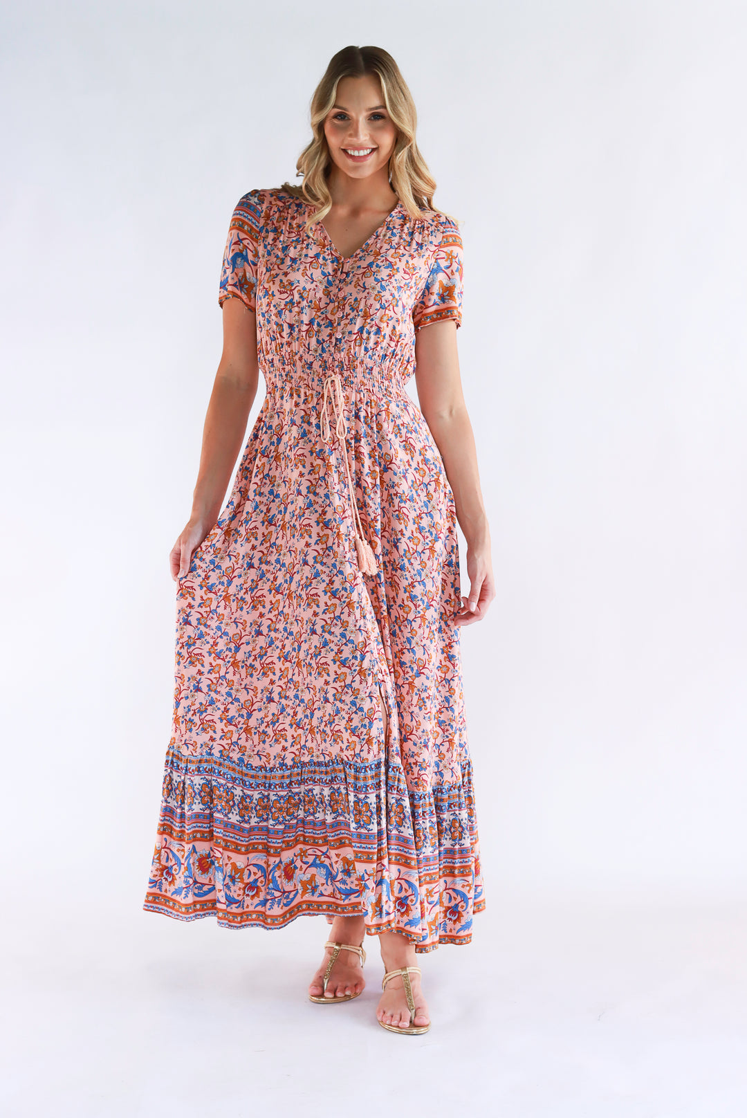 Boho Bliss Maxi Dress In Peach