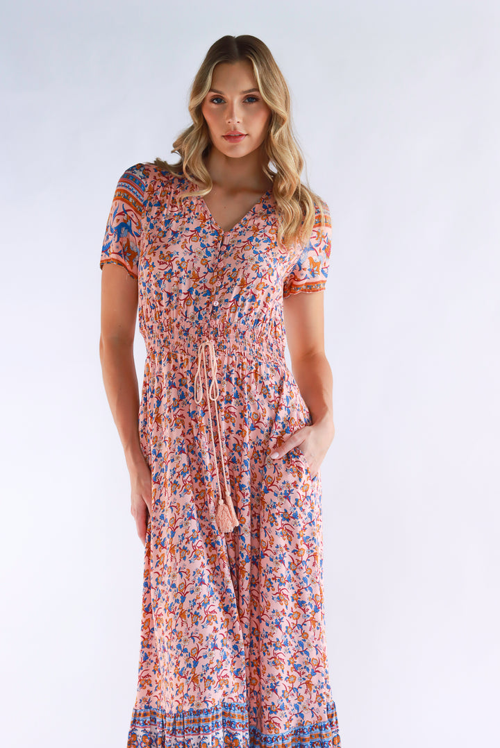 Boho Bliss Maxi Dress In Peach