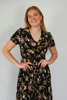 maxi dress black base floral print