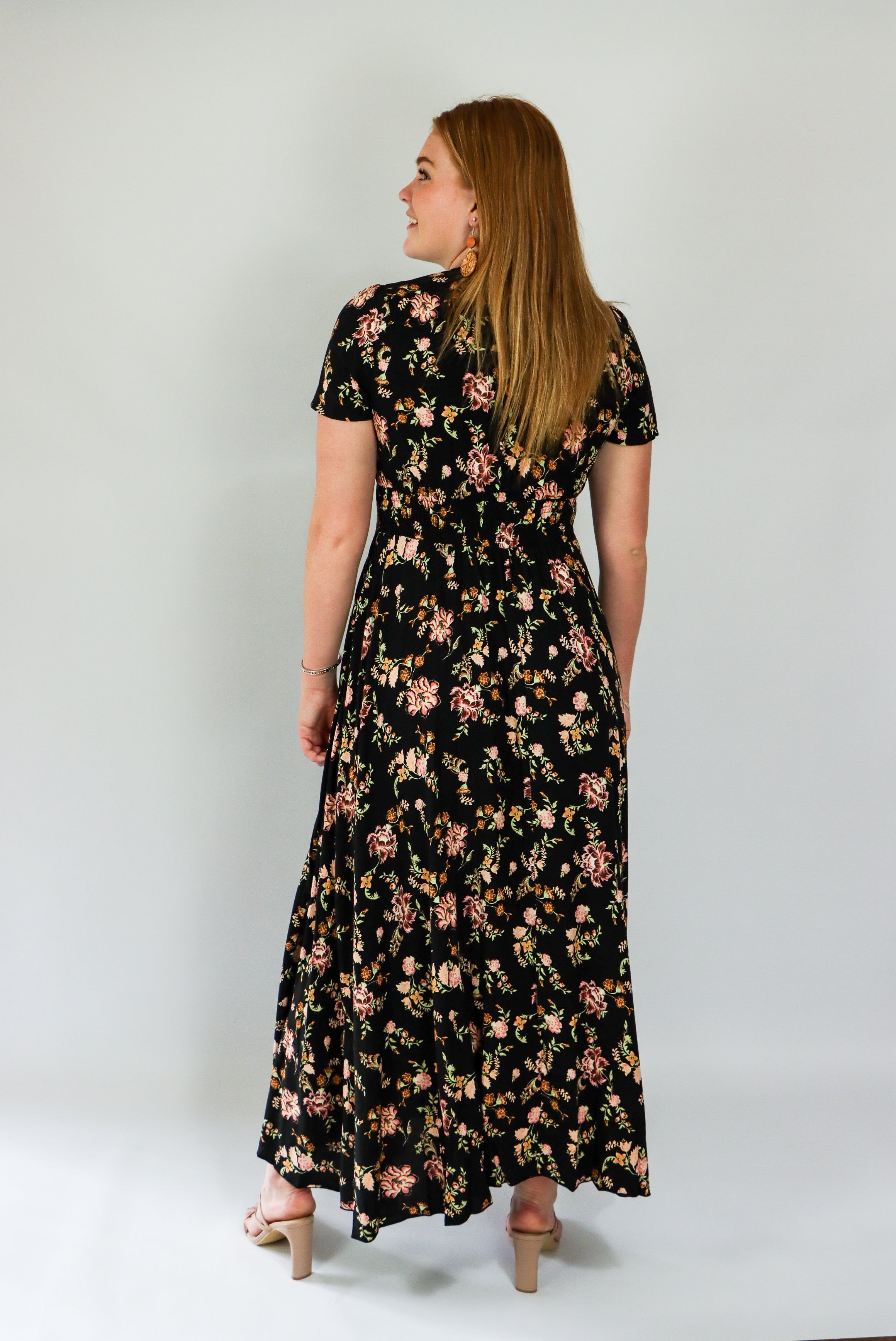 maxi dress in black colour backside
