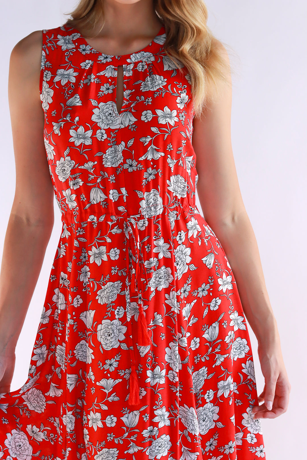 Dahlia Floral Red Maxi Dress