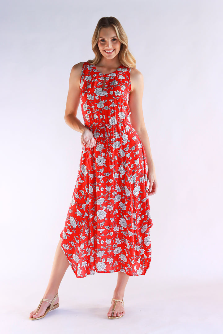 Dahlia Floral Red Maxi Dress