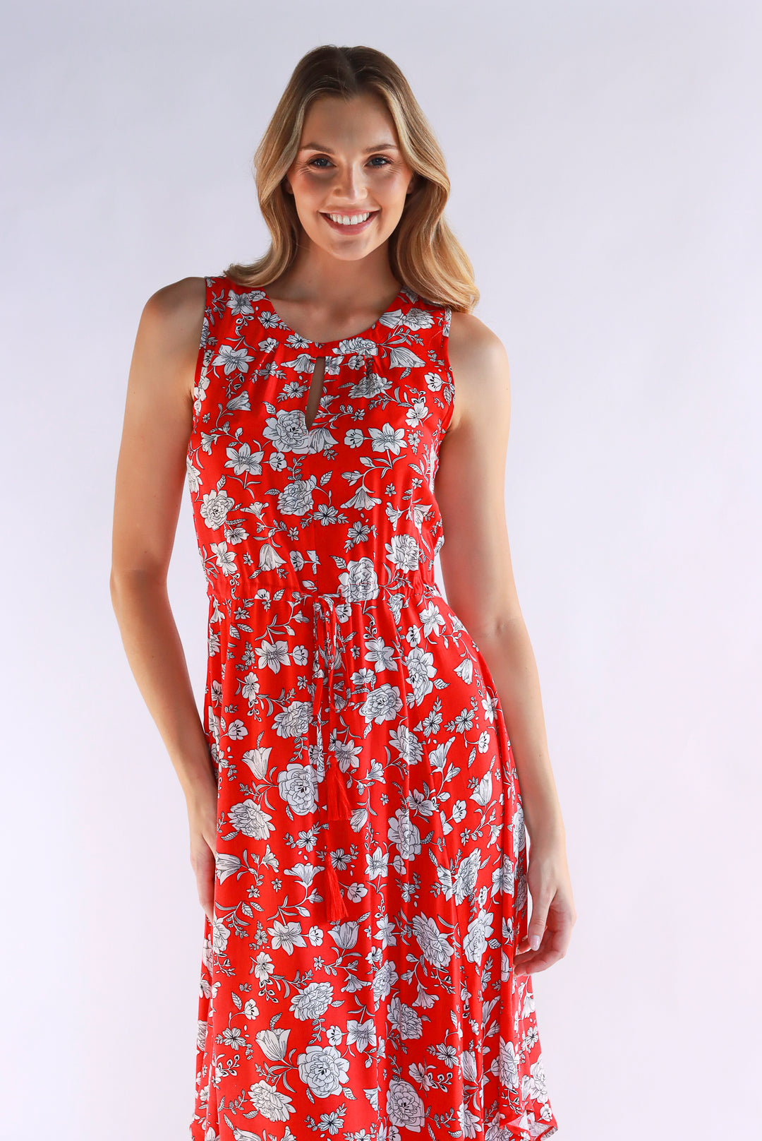 Dahlia Floral Red Maxi Dress