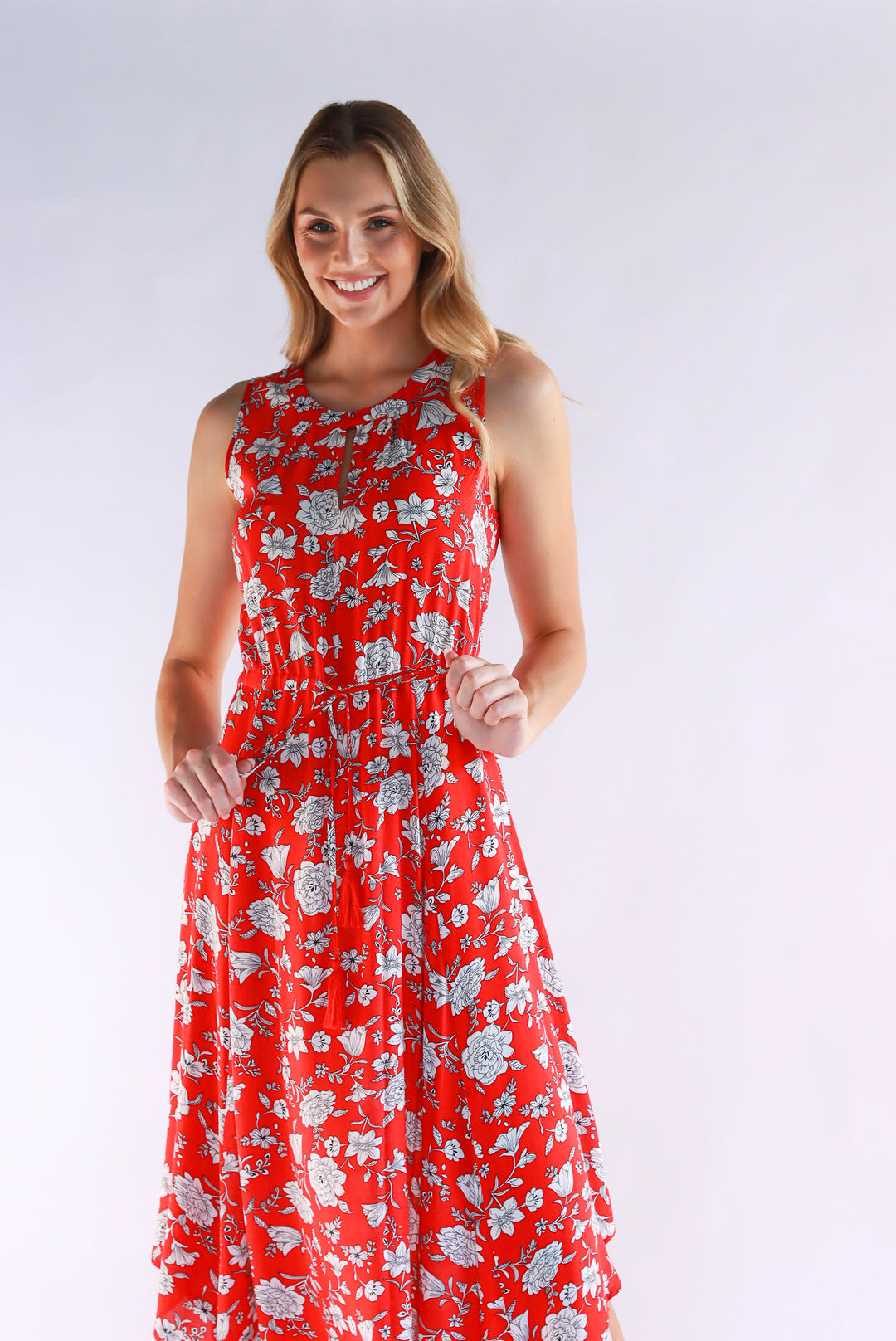 Dahlia Floral Red Maxi Dress