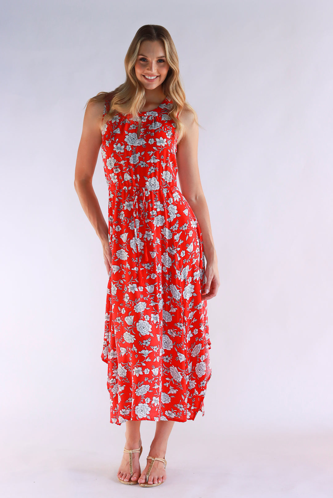 Dahlia Floral Red Maxi Dress