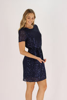 shimmer dress in blue