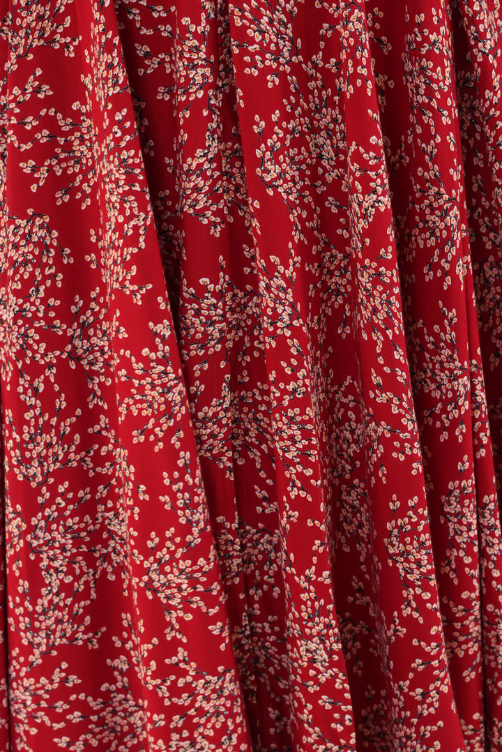 Valentina Floral Dress In Cherry Red