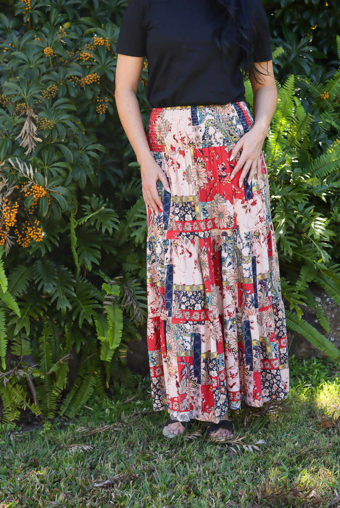 Boho Breeze Geometric Maxi Skirt