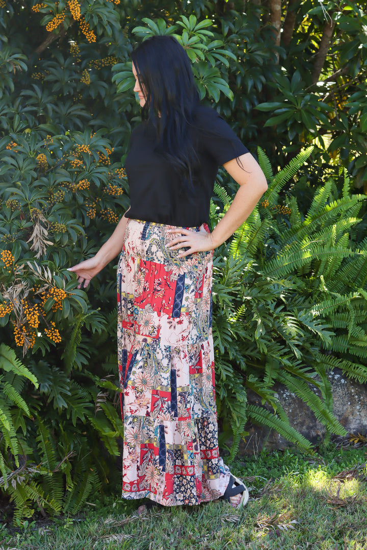 Boho Breeze Geometric Maxi Skirt