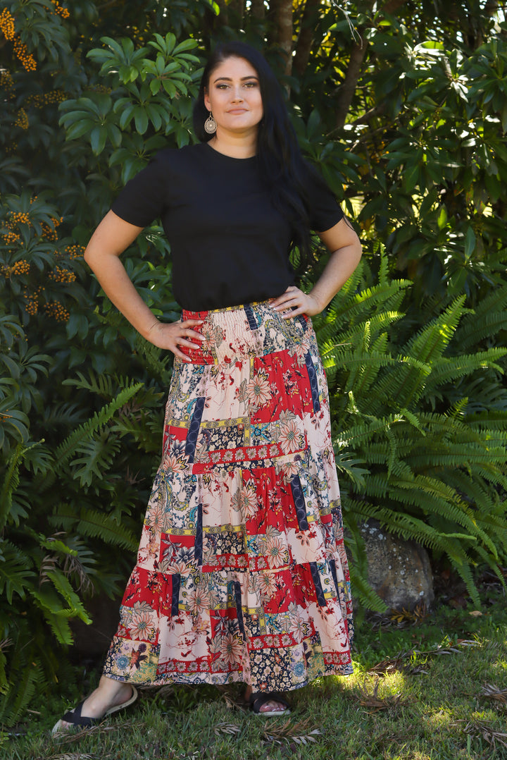 Boho Breeze Geometric Maxi Skirt