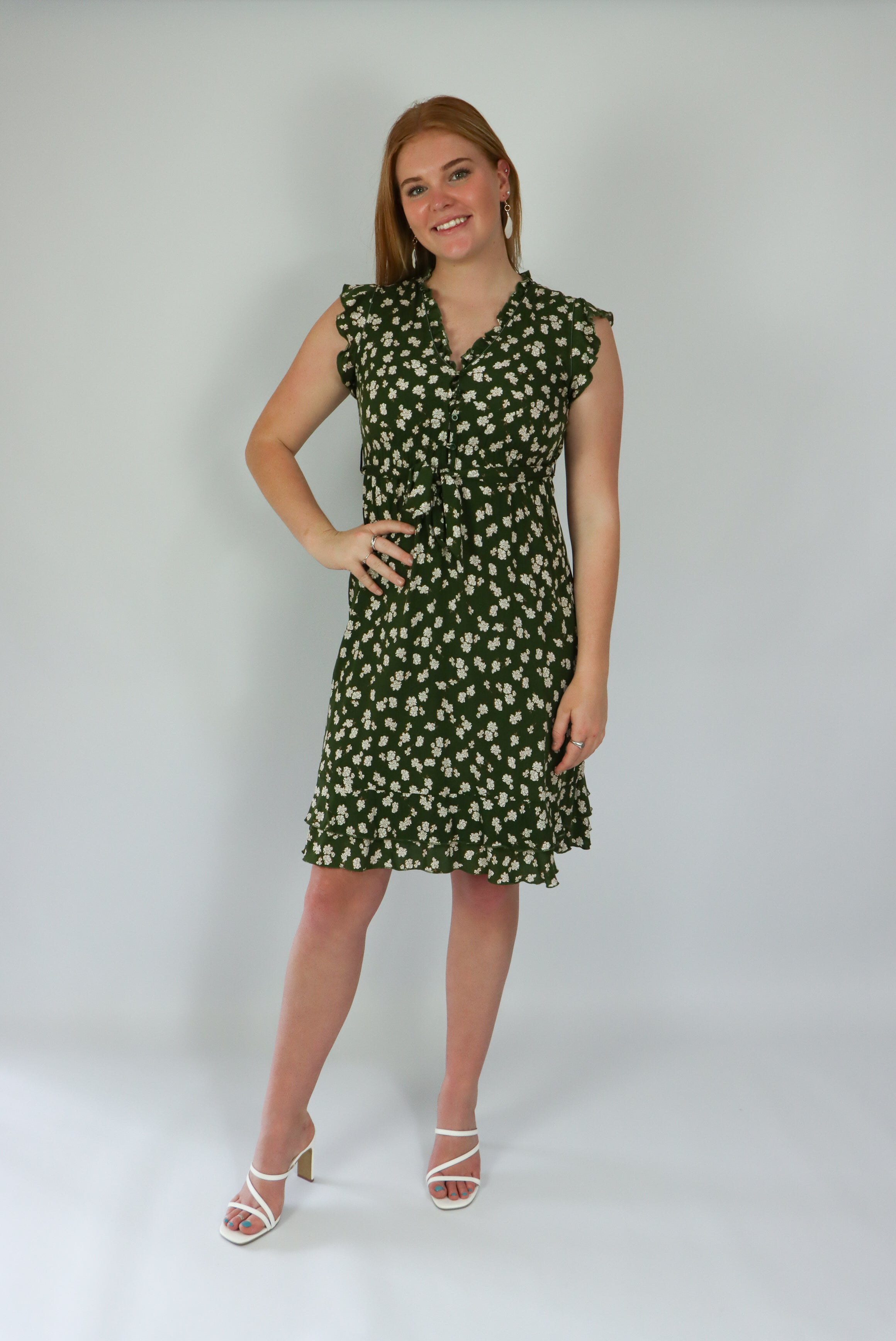 skeera dress floral white pattern