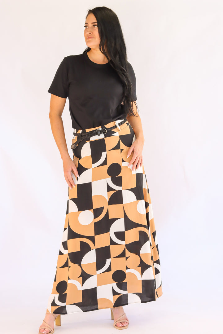Urban Mosaic A-Line Maxi Skirt